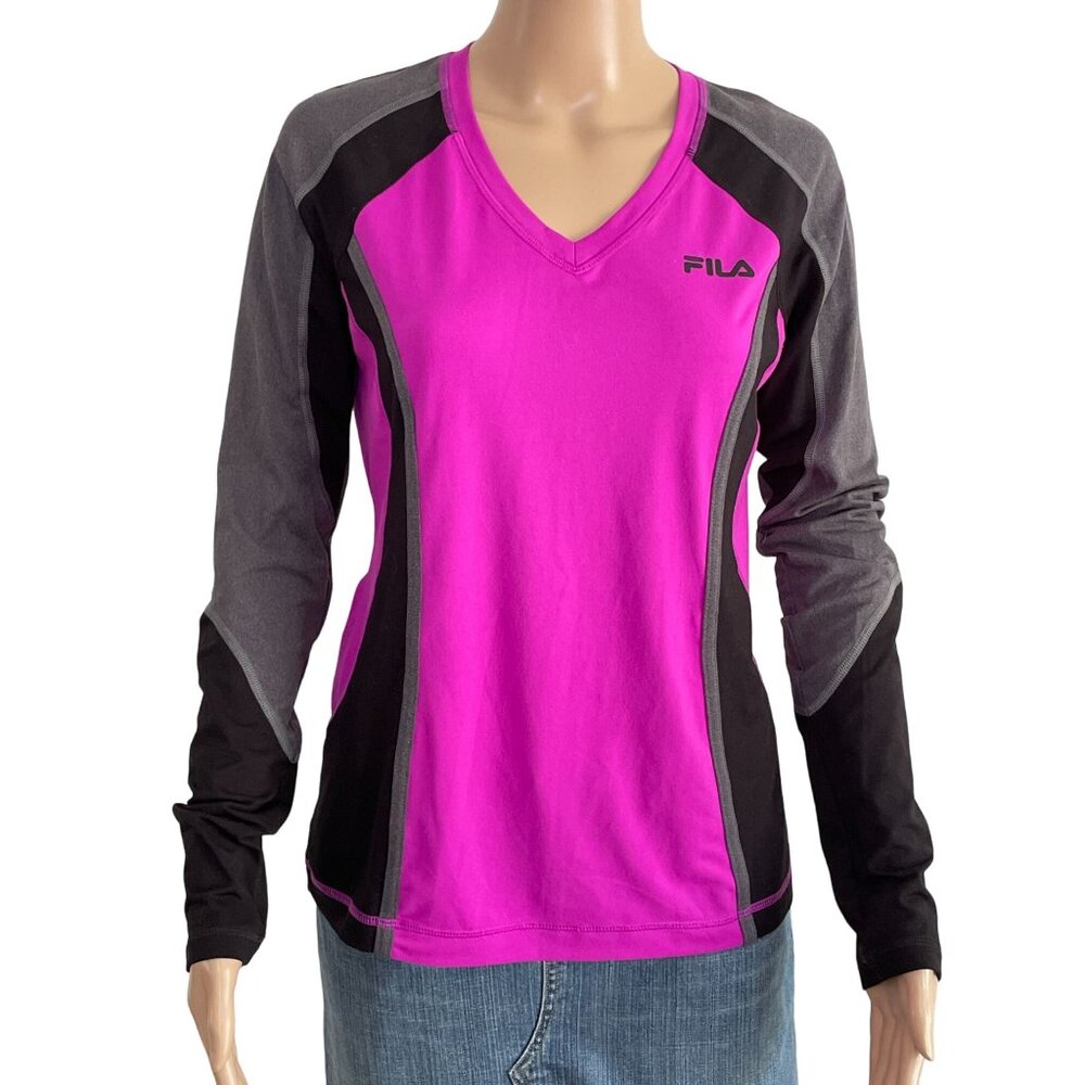 Puma Running Pink Black Long Sleeve Shirt Size Small